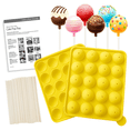 thumbnail image 1 of Silicone Cake Pop Mold Set – Yellow 20-Cavity Non-Stick Baking Tray with Sticks & Recipe Guide, 1 of 7