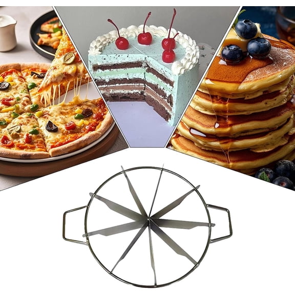 Cake Portion Marker - Round Stainless Steel Slicer for Even 9-Slice Cutting, Baking Tool for Pizza Cheesecake Birthday Party, Ideal for Home Baking or Professional Kitchen(RL 1 Set)