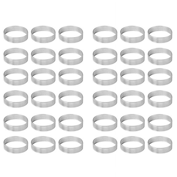 Cake Ring , 30Pcs Stainless Steel Porous Tart Ring, Perforated Pie Cake Ring Mold, Cake Mousse Ring with Holes 7cm
