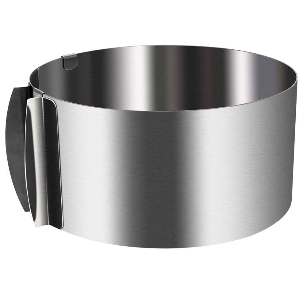 Plutput Adjustable Round Cake Mousse Mold 6 to 12 Inch Stainless Steel Baking Ring Bakeware Tool