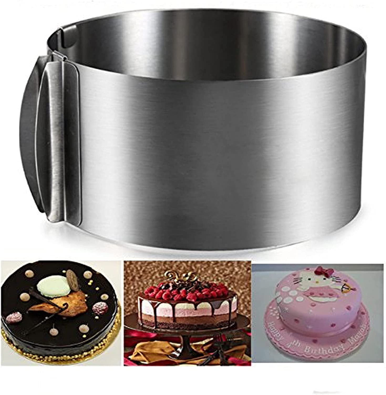 Cake Rings for Baking, Cake Ring Mold, Adjustable 6-12inch Stainless Steel  Round Slicer Cutter Ring Mold, Circle Frost Form Cookie Funnel Cake Mix  Kit, Mousse Tiramisu Cake Pan Pastry Ring 