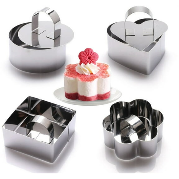 Cake Rings Cake Molds Set of 4,Bexikou Stainless Steel Mini Baking Ring Mold for Mousse and Pastry,Food Rings Dessert Rings Set for Desserts Making