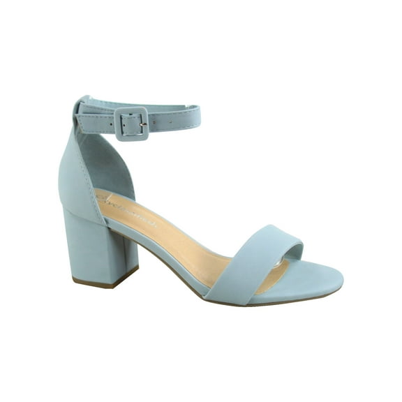 Cake-S Women's Fashion Open Toe Ankle Strap Buckle Low Chunky Heels Dress Sandals Shoes (Blue, 8)