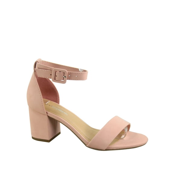 Cake-S Women's Fashion Open Toe Ankle Strap Buckle Low Chunky Heels Dress Sandals Shoes ( Pink, 9)