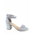thumbnail image 1 of Cake-S Women's Fashion Open Toe Ankle Strap Buckle Low Chunky Heels Dress Sandals Shoes ( Silver, 9 ), 1 of 2
