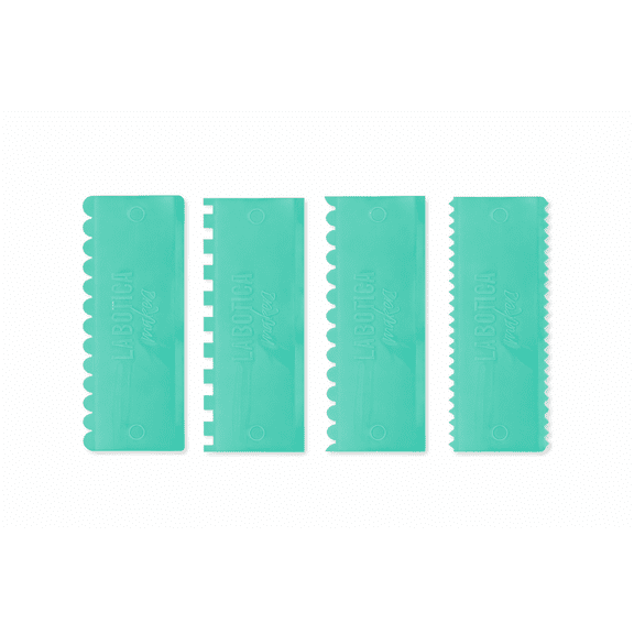 Cake Scraper Set (4 Pack) Plastic Texturizer Tools for Cake Decorating, Buttercream Edge & Texture Kit