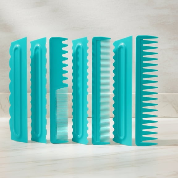 Cake Scraper Set of 8 Pack Cake Edge Tools Decorating Icing Smoother Comb, Plastic Sawtooth Decorating Mousse Butter Cream Polisher - 16 Design Textures - Blue