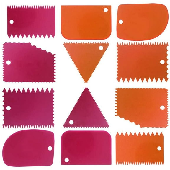 Cake Scraper Smoother Tool Set, DaKuan 12 pcs Cake Smoothing Cutter Plate Tool Combo, Cake Icing Scrapper Cake Edge Decorating Tool
