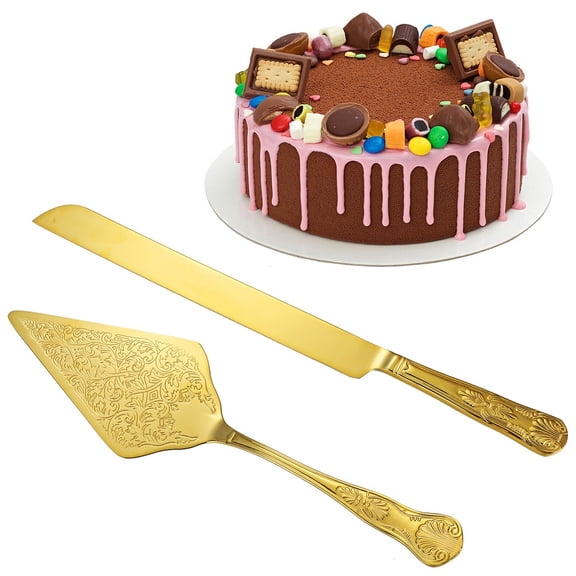 Cake Server and Cutter, Stainless Steel Ergonomic Pie Server for Weddings, Portable Kitchen Utensil