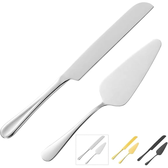 Cake Serving Set, Cake Pie Pastry Servers, Stainless steel Cake Knife and Server Set Perfect For Birthday, Wedding, Parties and Events (Silver)