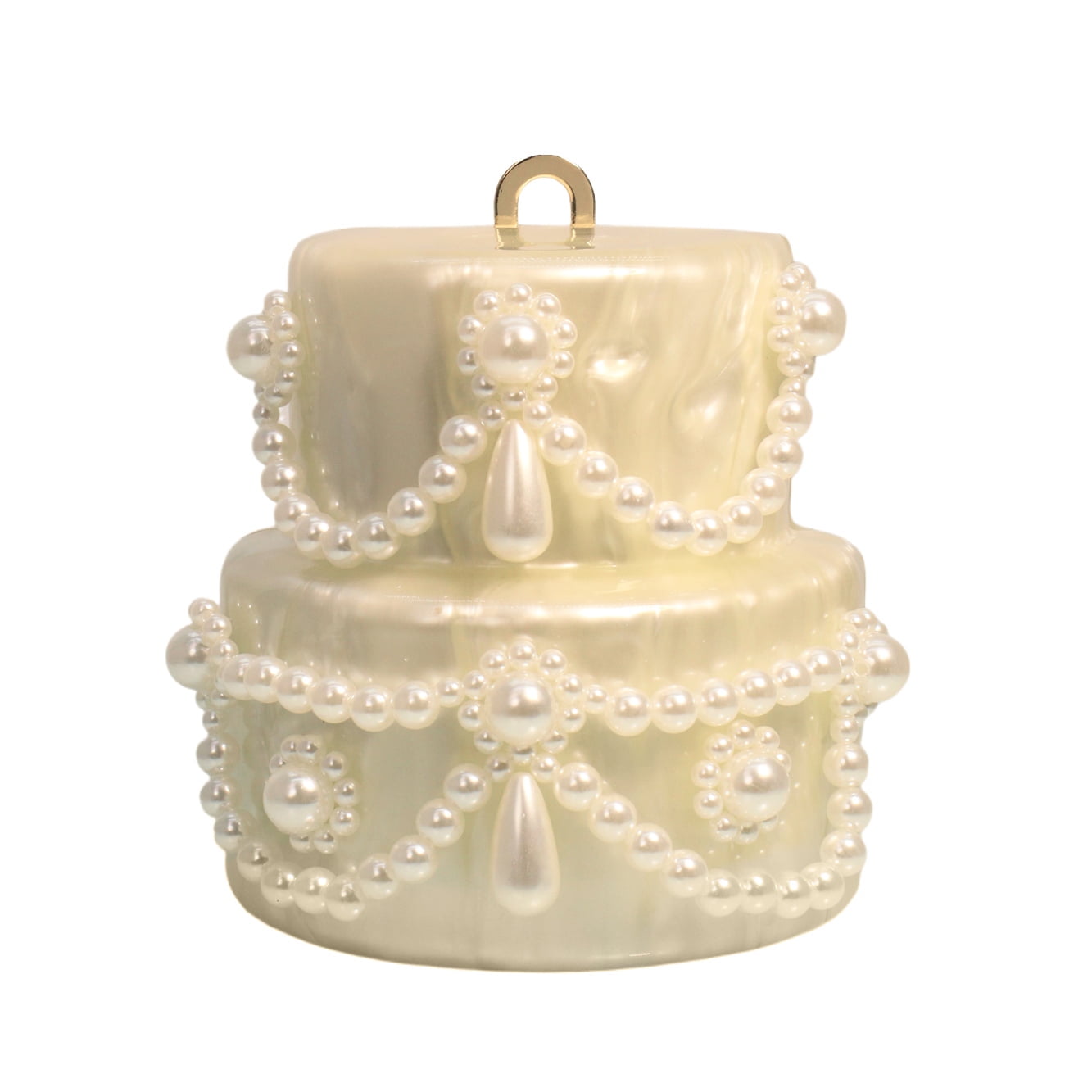 Cake Shaped Acrylic Clutch Pearl Handbags Beaded Evening Bag Mini Clutch Handbag for Wedding Cocktail Party Prom