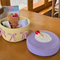 thumbnail image 1 of Cake-Shaped Rope Storage Basket with Lid for Kids, Soft Cotton Decorative Organizer for Toys Lipsticks Keys, Cute Nursery Bedroom Playroom Tidying Solution, 1 of 6