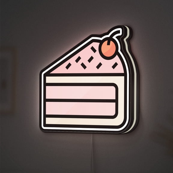 Cake Slice 3D Novelty Light Box, Sweet Dessert Lamp Decor for Bakers, Birthday Parties and Bakery Shops (Width 16 inch, 40cm)