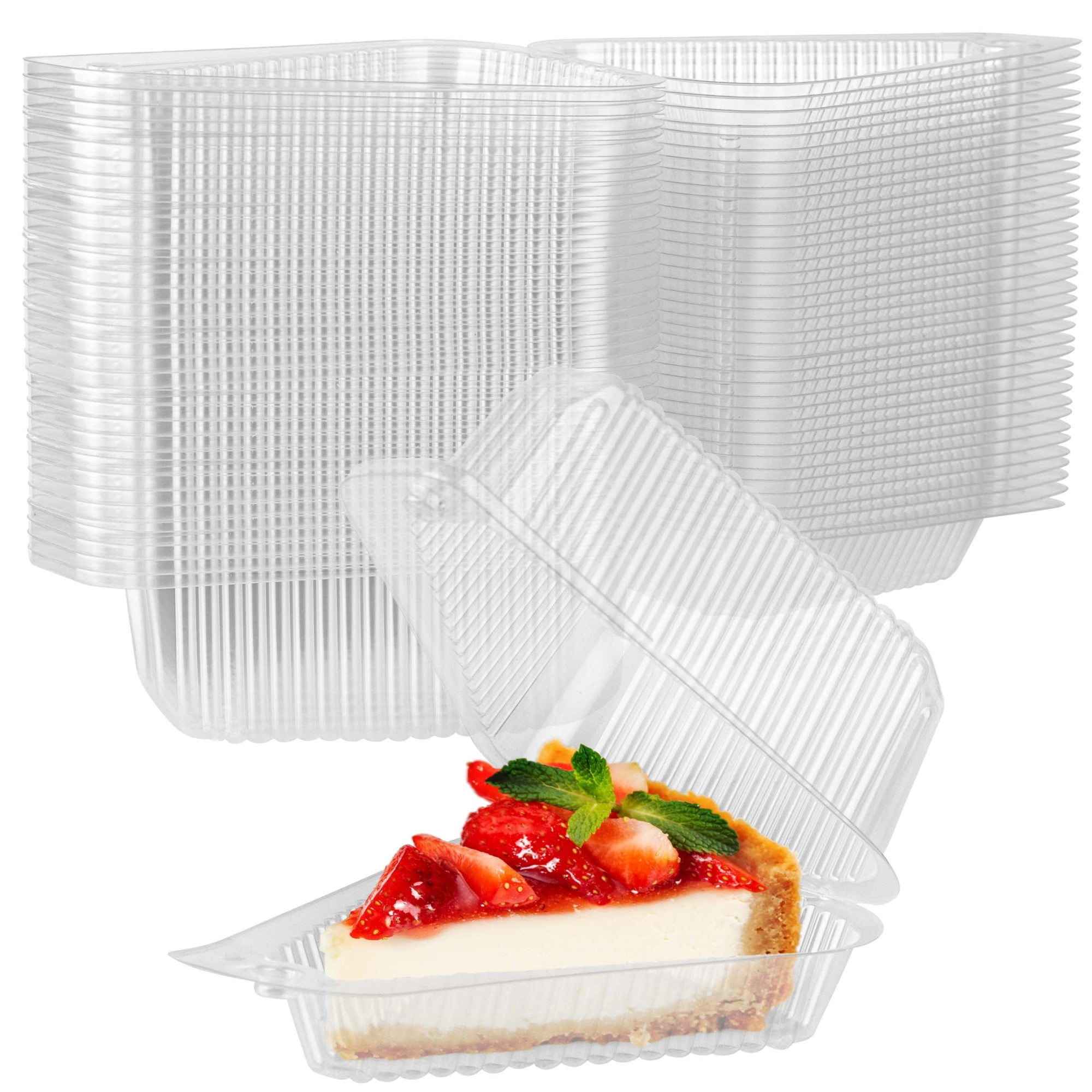 Stock Your Home Cake Slice Container (50 Pack) - Clear Plastic Trays ...