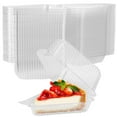 thumbnail image 1 of Cake Slice Container (50 Pack) - 1 Compartment Clear Plastic Trays with Hinged Lid - Single Slice Container for 7”-10” Diameter Cake or Pie, Cheesecake, Tres Leches, Flan, Desserts - Stock Your Home, 1 of 7