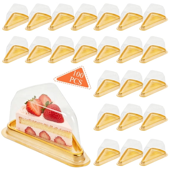 Cake Slice Plastic Containers for Bakeries , 100 Pcs Individual Clear Triangle Cake Pie Slice Boxes with Lids for Cheesecake Snack Dessert Small Pies
