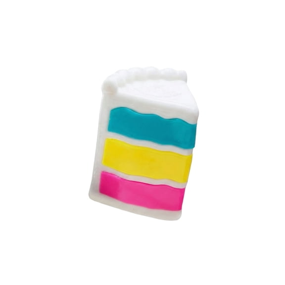 Cake Slice Sensory Toy - Vibrant Rainbow Layer Design, Soft Pliable Material, Classroom Reward & Desk Decor Piece