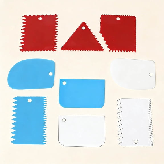 Cake Smoother Scraper Dough Scraper Tools Set, Cake Icing Scraper Smoother, Reusable Bread Cream Pizza Cutter, Flexible Plastic Pastry Cutter for Baking Cake Edge Stripe Decorating Comb