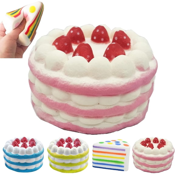 Cake Squishy, Big Birthday Squishy Cake, Giant Rainbow Jumbo Slow Rising Kawaii Scented Cheese Squishies