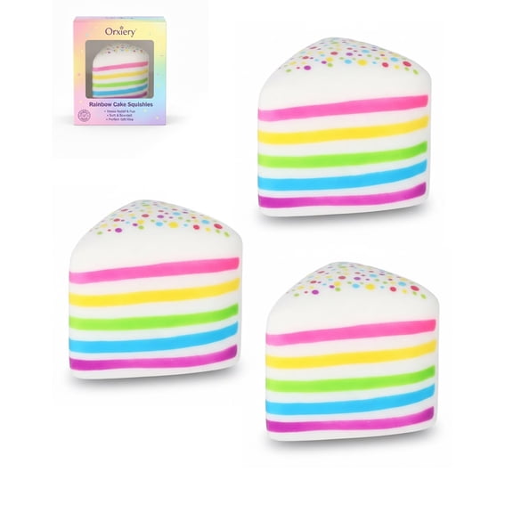 Cake Squishy Slow Rise Rainbow Cake Squishy, Jumbo Slow Rising Fidget Squeeze Ball, Soft Sensory Stress Relief for Anxiety, Focus, Hand Therapy & Party Favors