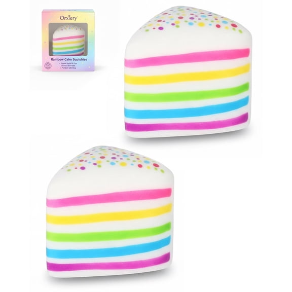 Cake Squishy Slow Rise Rainbow Cake Squishy, Jumbo Slow Rising Fidget Squeeze Ball, Soft Sensory Stress Relief for Anxiety, Focus, Hand Therapy & Party Favors