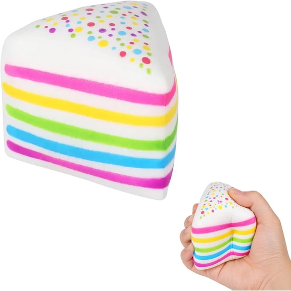 Cake Squishy,Slow Rise Rainbow Cake Squishy Toys,Jumbo Squishy Slow Rising Squeeze Ball,Soft Stress Relief for Adults Birthday Gift Party Favors(1pcs)