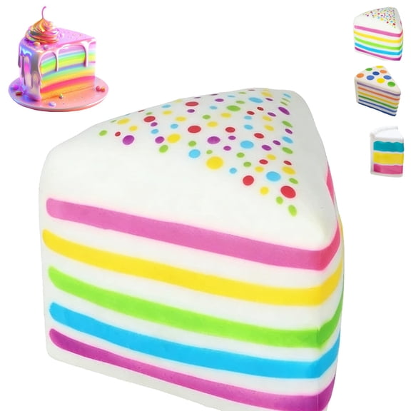 Cake Squishy Slow Rise Toys, Rainbow Cake Squishy, Jumbo Slow Rising Fidget Squeeze, Giant Layer Cakes Slice Soft Squishys, Favors Colorful