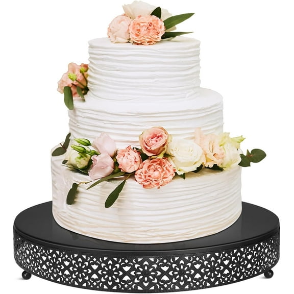 Cake Stand 16 Inch Round Metal Cupcake Dessert Wedding Cake Stand Cookies Display Holder Fruit Serving Tray for Table Wedding Birthday Anniversary Party(Black)