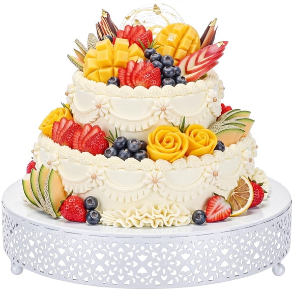 Cake Stand 16 Inch Round Metal Cupcake Dessert Wedding Cake Stand Cookies Display Holder Fruit Serving Tray for Table Wedding Birthday Anniversary Party(Gold)