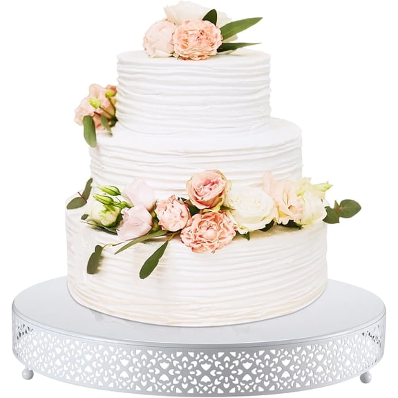 Cake Stand 16 Inch Round Metal Cupcake Dessert Wedding Cake Stand Cookies Display Holder Fruit Serving Tray for Table Wedding Birthday Anniversary Party(White)