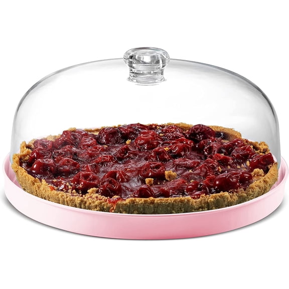 Cake Stand, Cake Plate Server with Dome, Metal Serving Tray and Shaterproof Acrylic Lid