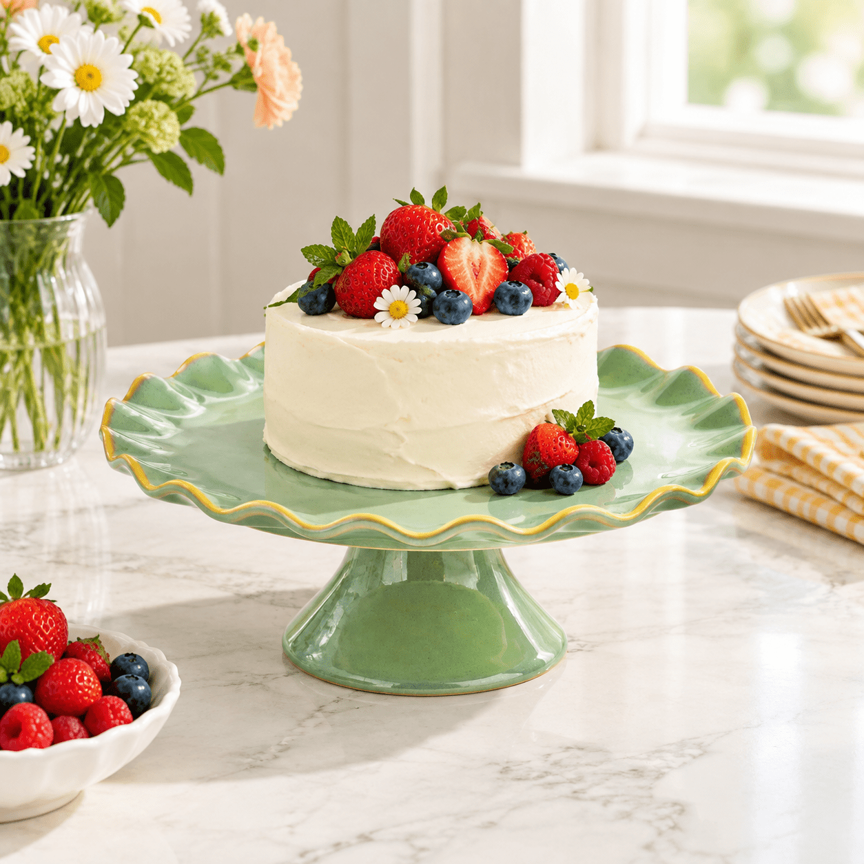 Cake Stand Ceramic Small Pedestal For 8 Inch Teal - Walmart.com