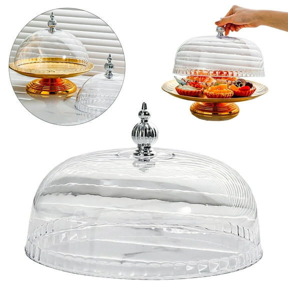 Cake Stand Cover Pastry Display Cloche Serving Dish Cover Versatile Cake Cover Lid Food Dome for Kitchen Camping Wedding Home,21*21,Clear
