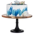 thumbnail image 1 of Cake Stand Cupcake Display: Wedding Cup Cake Pedestal Stands Round Acacia Wood Dessert Riser Cookie Serving Tray Vintage Pie Plate Holder Farmhouse Halloween Christmas 11.81 Inch/30cm, 1 of 6