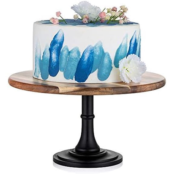 Cake Stand Cupcake Display: Wedding Cup Cake Pedestal Stands Round Acacia Wood Dessert Riser Cookie Serving Tray Vintage Pie Plate Holder Farmhouse Halloween Christmas 11.81 Inch/30cm