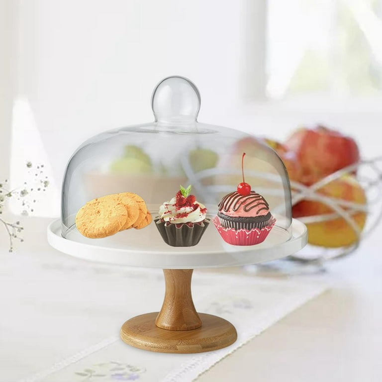 Cake Stand Dome Lid Glass Cover Serving Tray for Appetizer Bread 15cmx10.5cm