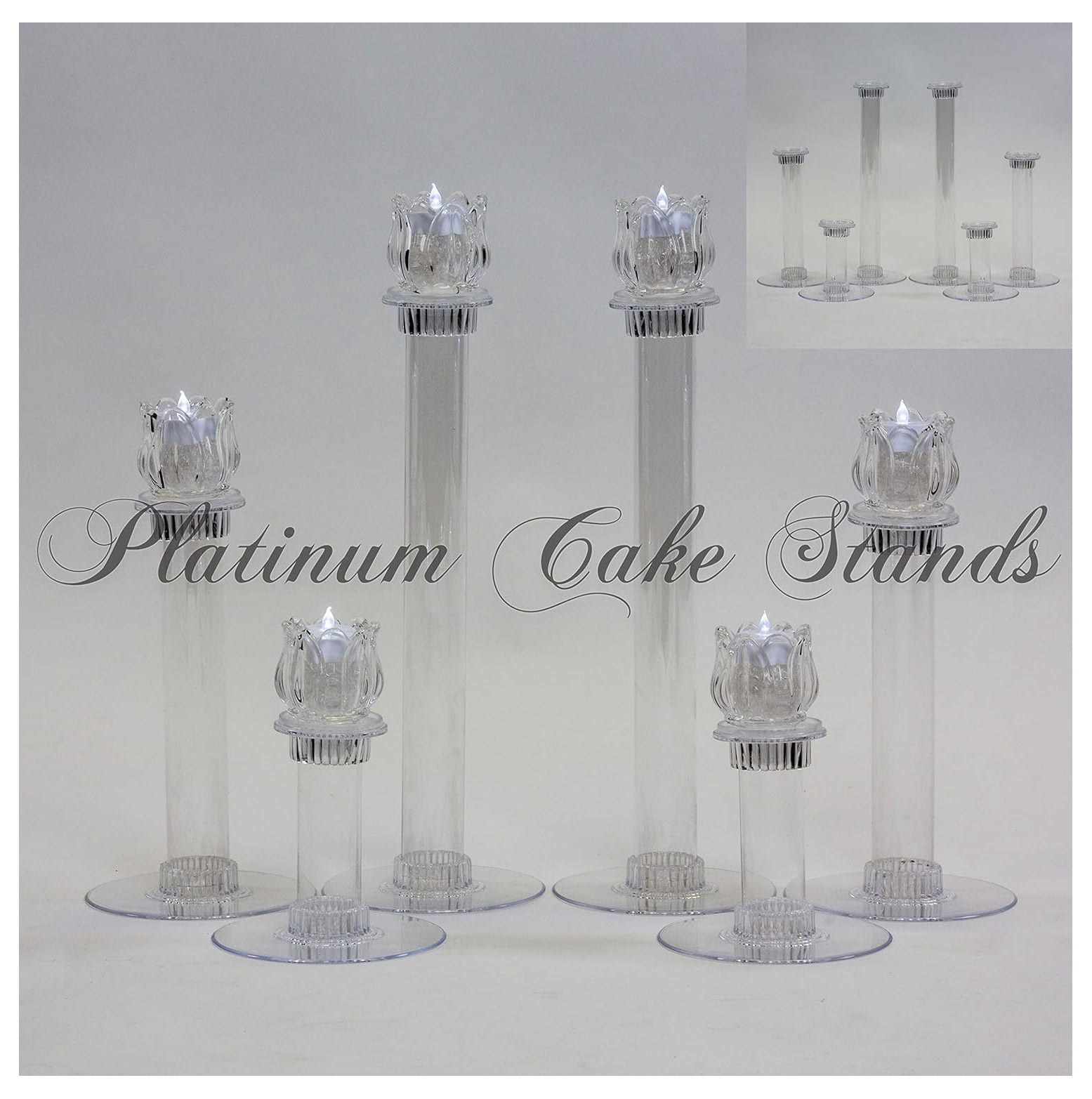 Cake Stand Glass Candle Votive Set 6 Tier (Style V134)