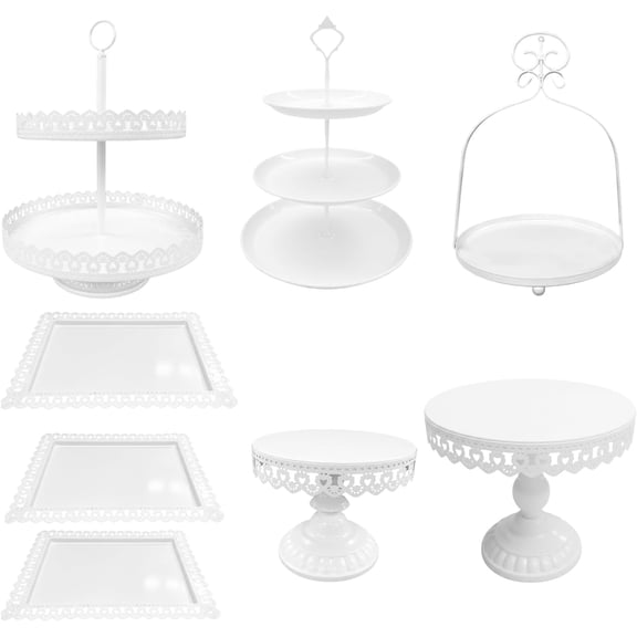 Cake Stands Set Metal Dessert Table Display Tiered Cupcake Holder Candy Donut Fruit Plate Cake Serving Tray with Handle Treats Serving Tower for Wedding Birthday Party Decorations