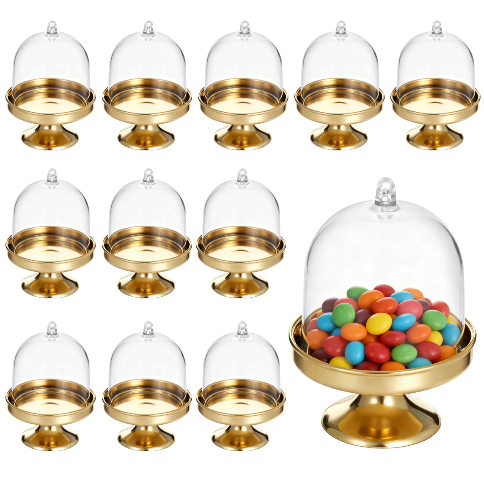 24 PCS Mini Cake Stand with Dome Covers, Plastic Dessert Display Stands ...