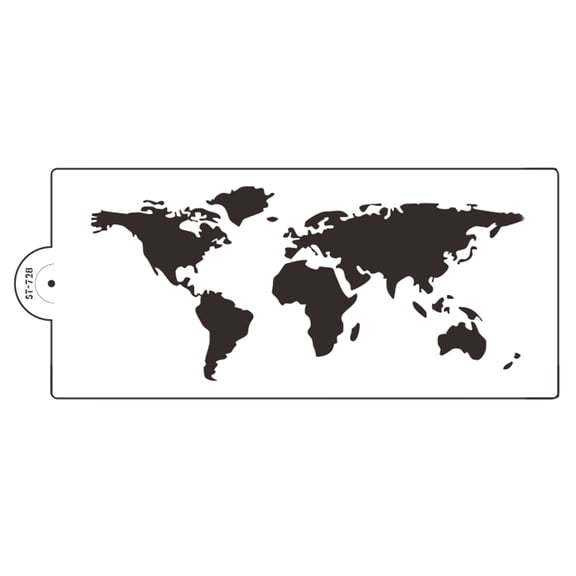 Cake Stencil World Map Pattern Bakeware PET Cookies Fondant Cutting Die for Bakery Beige PET