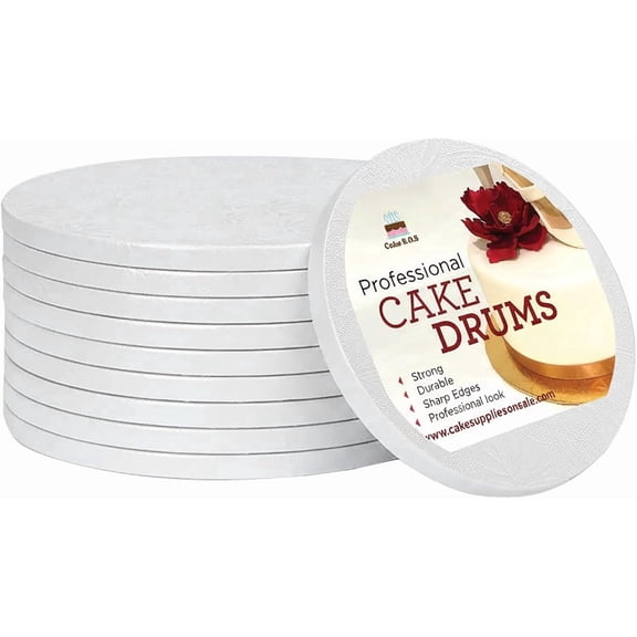 Cake Supplies on Sale 12" x 1/2" White Round Drum, (6 Count)