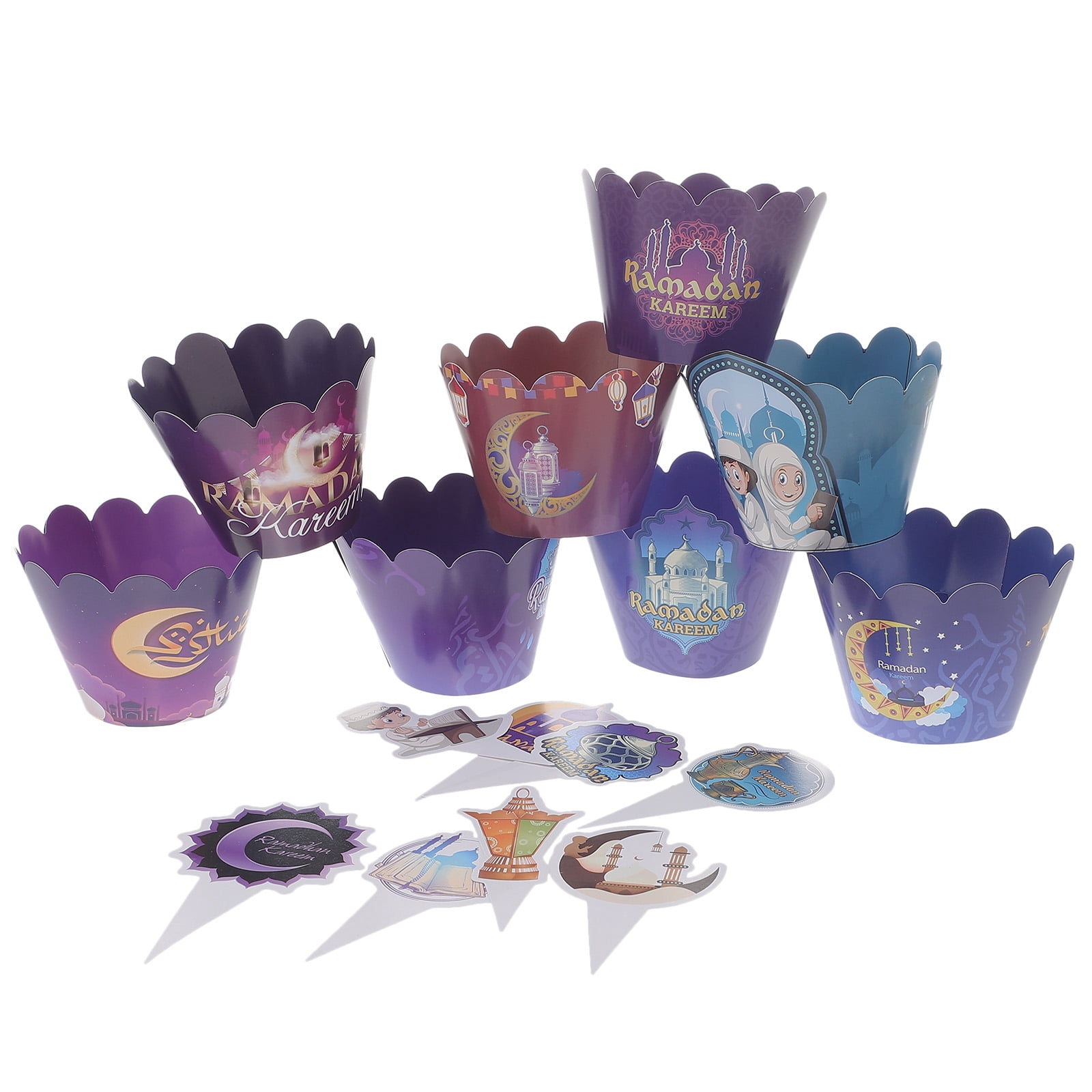 Cake Surrounding Cards Mini Liner Top Hat Cupcake Toppers Eid Mubarak