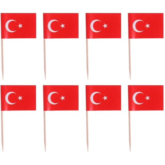 Cake Toothpick Competitions Hand Flag 100pcs Wooden National Flag Toothpicks National Day Cupcake Toppers for Party, Bar Sports Party Cake Decoration Cocktail Fruit Stick