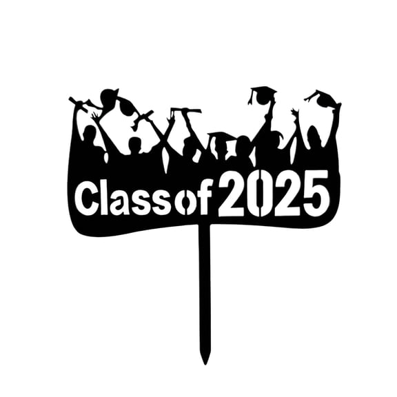 Cake Topper, Black Class of 2025, 1 Piece, Suitable for Graduation Party Decoration