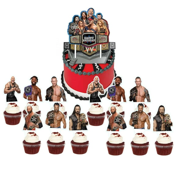 Wrestling Cake Topper Cupcake Set Party Supplies Decoration Birthday Decor Kit