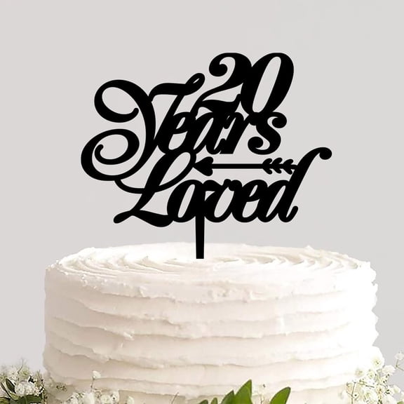 Cake Topper Customized Names Colors Happy 20th Anniversary Engraved Cake And Cupcake Topper Dessert Party Cake Decorations for Anniversary Ceremony Party Decor Decorations Best Gift for Couples