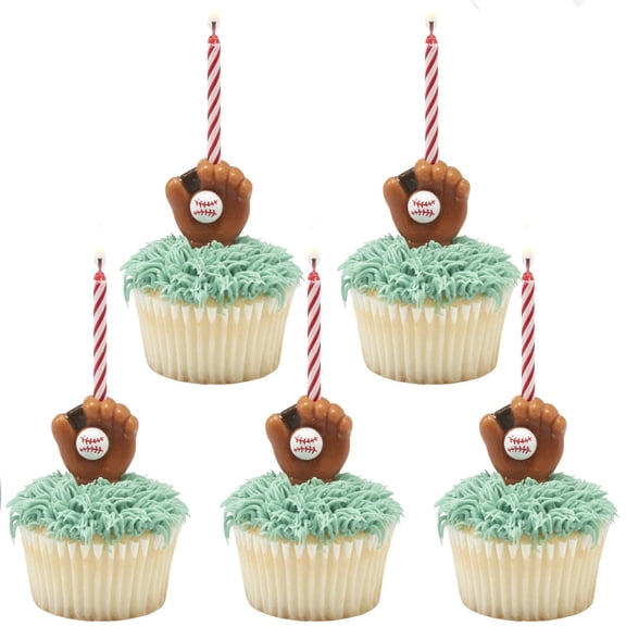Cake Topper Decor, Baseball Shape Candles (2 pack)