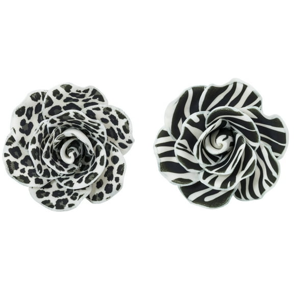 Cake Topper Decor, Everyday Birthday, Animal Print Printed Rose Assortment cake dcor for parties and fun (2 pcs)