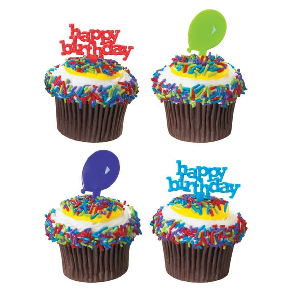 Cake Topper Decor, Everyday Birthday,Happy Birthday and Balloons cake décor for parties and fun11726 (144/PKG)