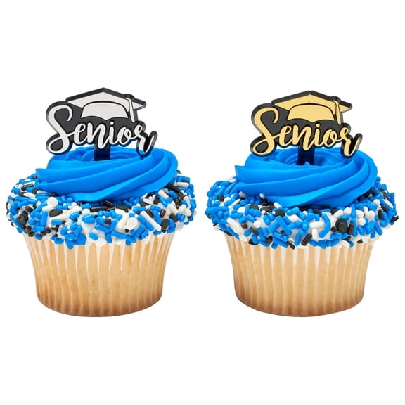 CakeDrake Graduation Cake Topper Decor Senior Picks 12 Pack Gold Silver